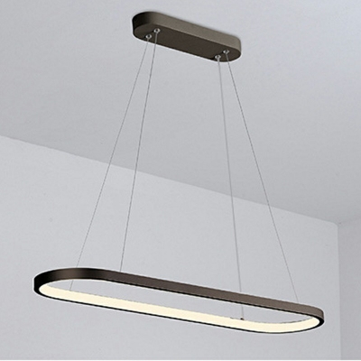 1-Light Suspension Pendant Minimalism Style Oval Shape Metal Hanging Ceiling Lights