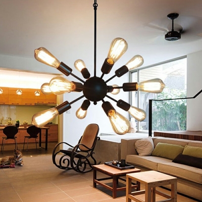 12-Light Pendant Ceiling Lights Simplicity Style Sputnik Shape Metal Chandelier Lighting