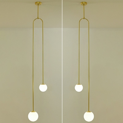 2-Light Chandelier Lighting Modern Style Globe Metal Hanging Light Fixture