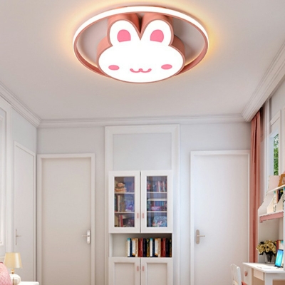 2-Light Flush Mount Lighting Kids Style Rabbit Shape Metal Ceiling Mounted Fixture