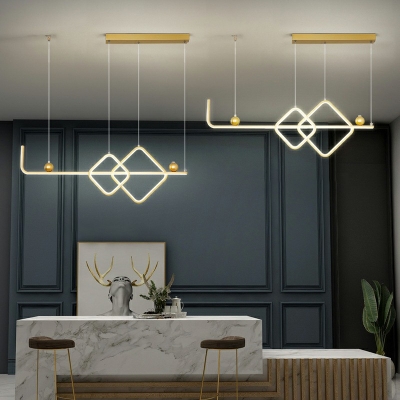 3-Light Island Lighting Modernist Style Liner Shape Metal Hanging Light Fixtures