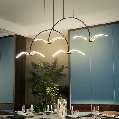 4-Light Island Ceiling Light Minimalism Style Arched Shape Metal Chandelier Lights