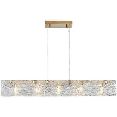 5-Light Island Pendants Minimalist Style Rectangle Shape Metal Hanging Lamp Kit