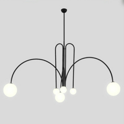 6-Light Pendant Ceiling Lights Simplicity Style Arched Shape Metal Chandelier Lighting