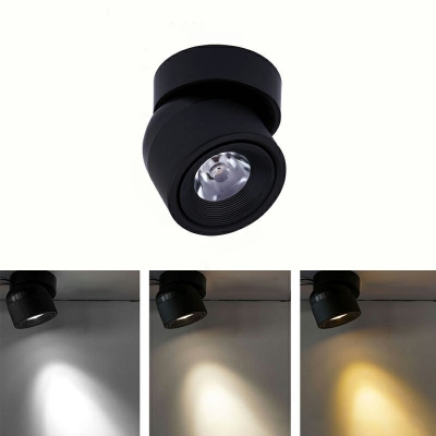 Black Drum-shaped Flush Mount Light Modern Style Metal 1 Light Flushmount Lighting