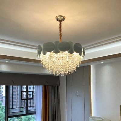 Crystal Tassel Suspended Lighting Fixture Modern Elegant Chandelier Pendant Light for Dinning Room