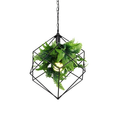 Black Finish Suspension Pendant With Plant Hanging Light Fixtures for Living Room