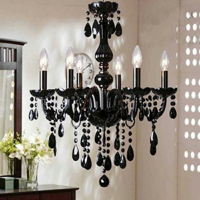 European Style With Crystal Stands Chandelier Lights Crystal 6-Lights Chandelier Lighting in Black