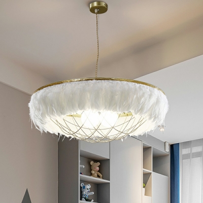 Feather White Suspended Lighting Fixture Modern Elegant Chandelier Lighting Fixtures for Living Room