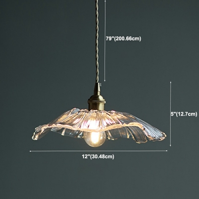 Modern Flared Pendant Lighting Fixtures Ribbed Glass Hanging Pendant Lights