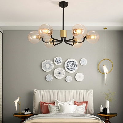 Modern Globe Hanging Pendant Lights Metal and Glass Chandelier Lighting Fixtures for Living Room
