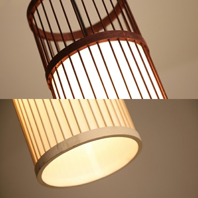 Modern Style Elongated Pendant Lighting Rattan 1 Light Pendant Light Fixture in Brown