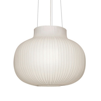 Modern Style Sphere Hanging Ceiling Light Silk 1 Light Pendant Lighting in White