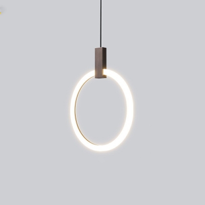 Ring Pendant Light Fixtures Modern Style Metal 1-Light Pendant Light Fixture in White
