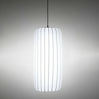 White Cylinder Hanging Light Fixtures Modern Style Silk 1 Light Ceiling Pendant