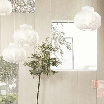 White Dome Hanging Pendant Lights Modern Style Silk 1-Light Hanging Ceiling Light