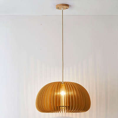 1-Light Down Lighting Pendant Contemporary Style Geometric Shape Wood Pendulum Lights