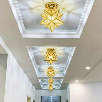 1-Light Flush Mount Lighting Traditional Style Geometric Shape Metal Ceiling Mounted Fixture