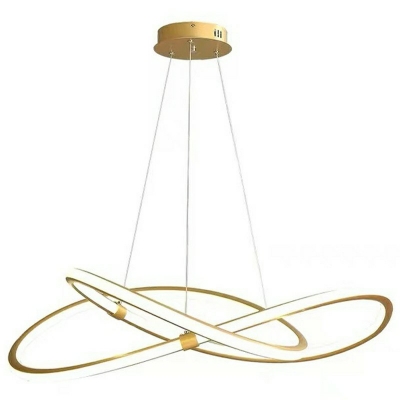 1-Light Hanging Lamp Kit Minimalist Style Line Shape Metal Warm Light Chandelier Lights