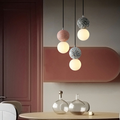 1-Light Pendant Lighting Minimalistic Style Globe Shape Stone  Hanging Ceiling Lights