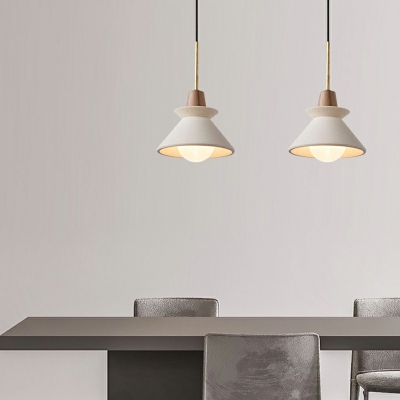 1-Light Pendant Lights Contemporary Style Cone Shape Wood Hanging Light Kit