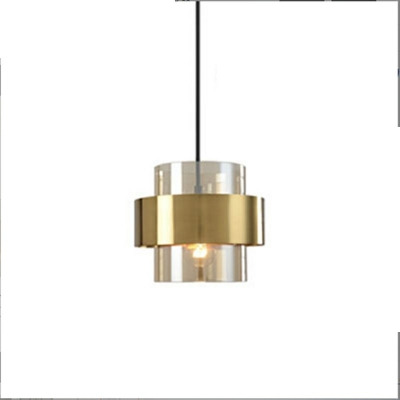 1-Light Pendant Lights Contemporary Style Cylinder Shape Metal Hanging Lamps