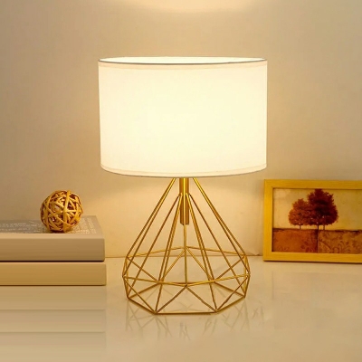 1-Light Table Light Contemporary Style Cylinder Shape Metal Nightstand Lamp