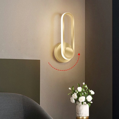 1-Light Wall Light Fixture Modernist Style Oval Shape Metal Sconce Lights
