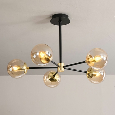 10-Light Chandelier Light Contemporary Style Globe Shape Metal Suspension Light
