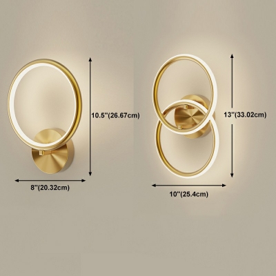 2 Lights Hoop Wall Light Fixtures Modern Style Metal Wall Light Sconces in Gold