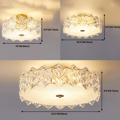 5-Light Flush Mount Lighting Traditional Style Drum Shape Metal Ceiling Mounted Fixture