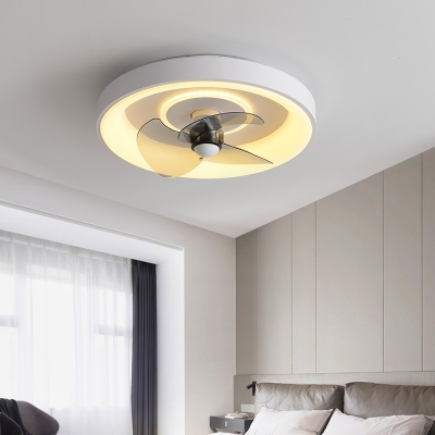 Acrylic Semi Flush Mount Lighting Living Room LED Ceiling Fan Lamp