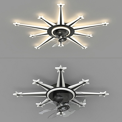 Black Geometrical Flush Mount Lighting Modern Style Metal 8 Lights Flush Light Fixtures