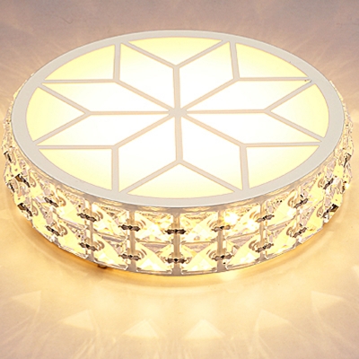 Contemporary Crystal Glass Flush Mount Lighting Ambient Indoor Lighting with Hole 2-3.2'' Dia