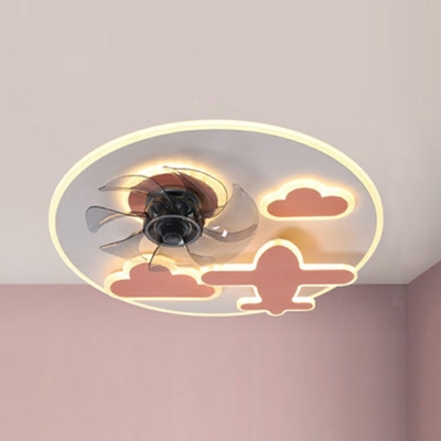 Contemporary LED Ceiling Light Kit Metal and Acrylic 2-Light Ceiling Fan for Children Kids Bedroom