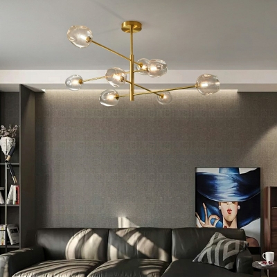 Contemporary Style Glass Chandelier Lights Metal Pendant Light Fixture for Living Room