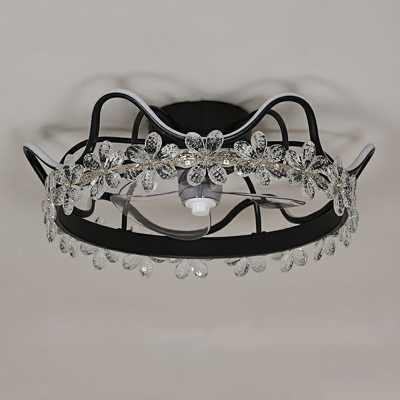 Crown-Like Ceiling Fan Light Modern Metal 1-Light LED Ceiling Fan for Kid’s Room