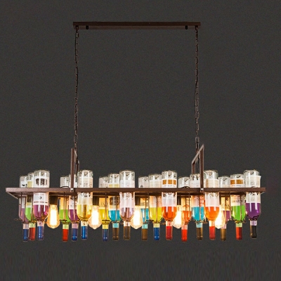 Industrial Square Island Chandelier Lights Vintage Glass Chandelier Lighting Fixtures for Living Room