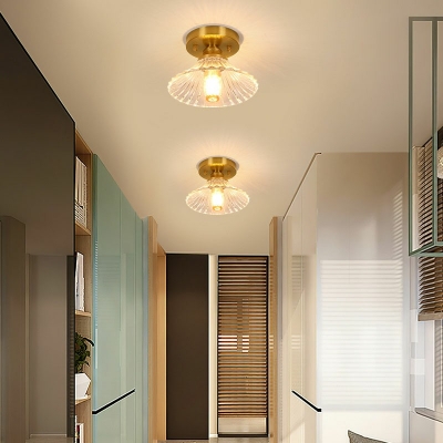Modern Style Glass Flush Ceiling Light Metal 1-Light Flush Mount Lighting Fixtures for Aisle