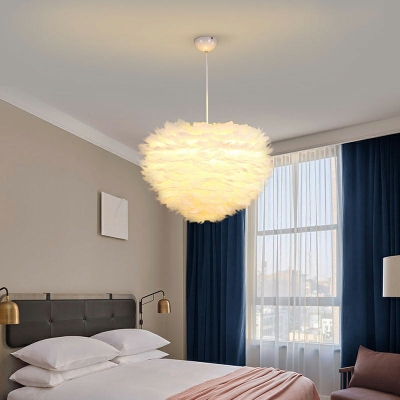 Nordic Style Pendant Light Feather Modern Pendant Light Fixture for Bedroom