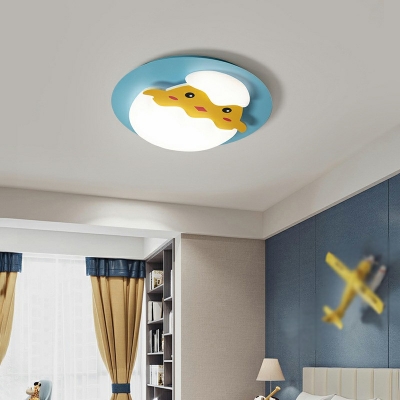 Penguin Flush Ceiling Light Modern Style Metal 2-Lights Flush Ceiling Light Fixture in Blue