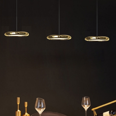 Round Pendant Lighting Modern Metal 1-Light Pendant Light for Dining Room
