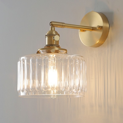 Simple Glass Wall Sconce Light Metal Wall Lamp for Bedside Bedroom