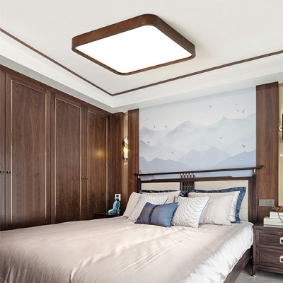 Walnut Wood Flush Mount Light Fixture Geometric Flush Mount Light for Bedroom