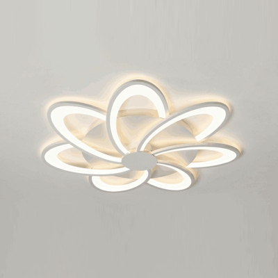 White Flower Flush Ceiling Light Contemporary LED Flush Lighting for Living Room