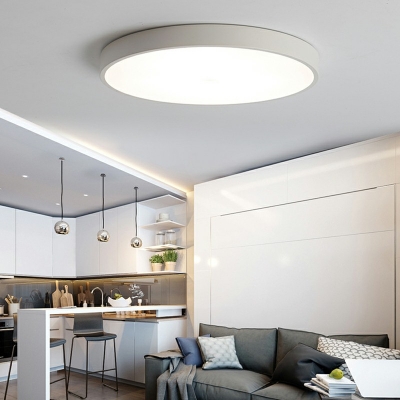1-Light Flush Mount Lighting Contemporary Style Round Shape Metal Ceiling Mounted Light