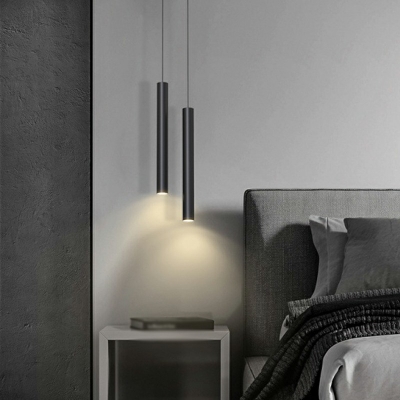 1-Light Pendant Lighting Contemporary Style Tube Shape Metal Hanging Light Fixtures