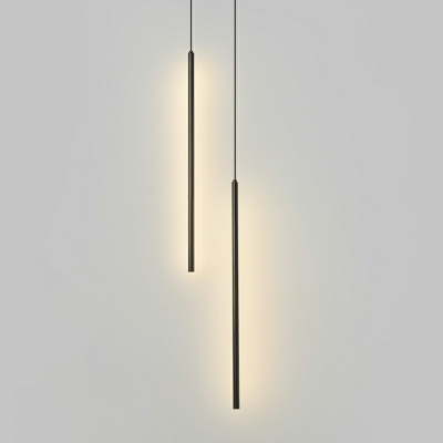 2-Light Ceiling Pendant Light Contemporary Style Linear Shape Metal Third Gear Hanging Lamps