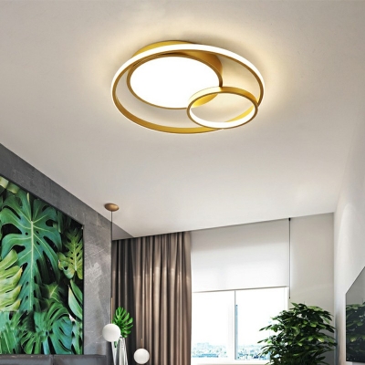3-Light Close To Ceiling Light Minimalism Style Round Shape Metal Flush Light