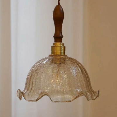 Brass Flared Pendant Lighting Modern Style White Glass 1 Light Pendant Light Fixture